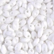 Miyuki long Magatama beads 4x7mm - White opaque LMA-402
